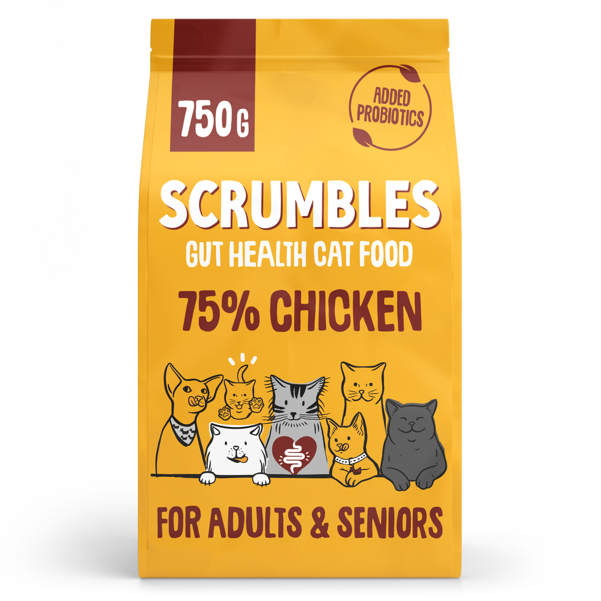 Scrumbles Gut-Friendly Chicken Dry Cat Food Gluten-Free High Meat Hypoallergenic 750g