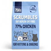 Scrumbles Gut-Friendly 77% Chicken Dry Kitten & Queens Food 750g Gluten-Free High Meat Hypoallergenic